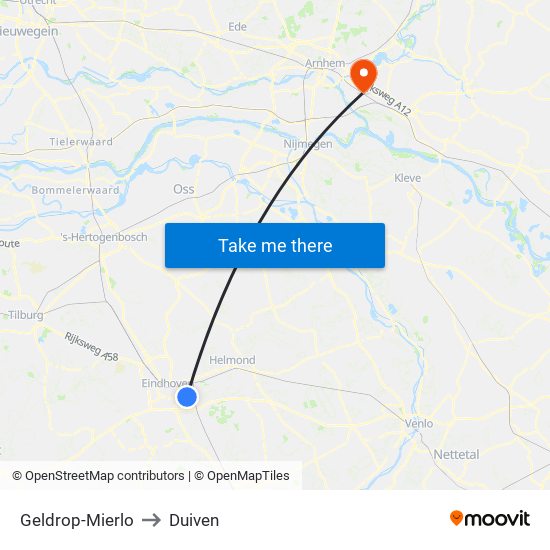 Geldrop-Mierlo to Duiven map