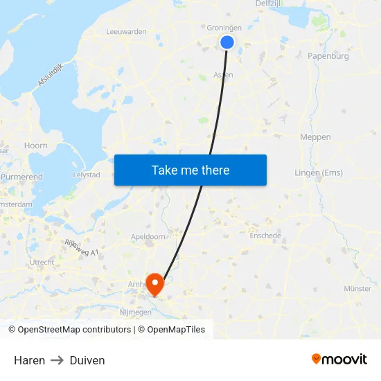Haren to Duiven map