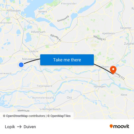 Lopik to Duiven map