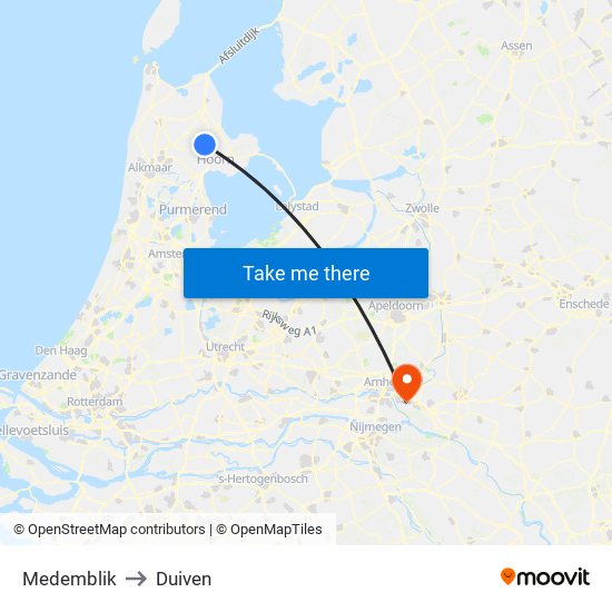 Medemblik to Duiven map