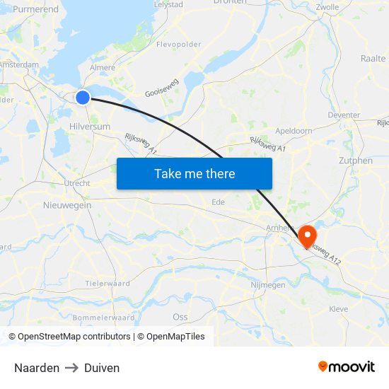 Naarden to Duiven map