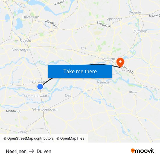 Neerijnen to Duiven map