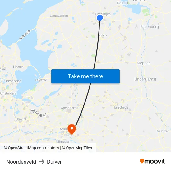 Noordenveld to Duiven map
