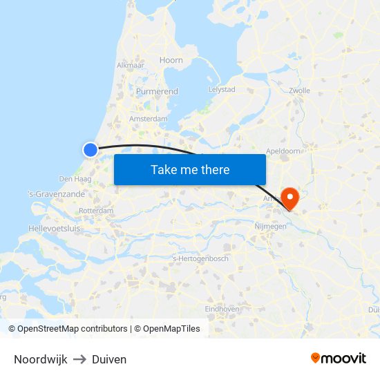 Noordwijk to Duiven map