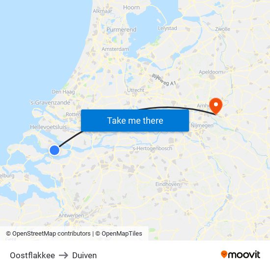 Oostflakkee to Duiven map