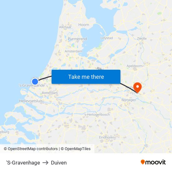'S-Gravenhage to Duiven map