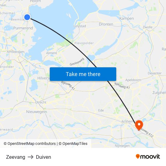 Zeevang to Duiven map