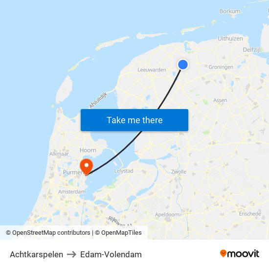 Achtkarspelen to Edam-Volendam map