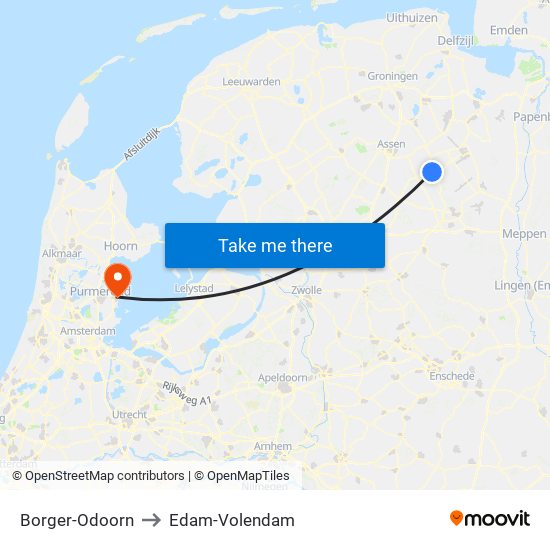 Borger-Odoorn to Edam-Volendam map