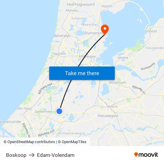 Boskoop to Edam-Volendam map