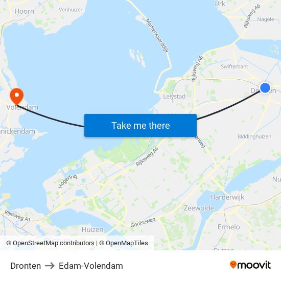 Dronten to Edam-Volendam map