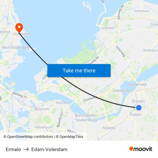 Ermelo to Edam-Volendam map