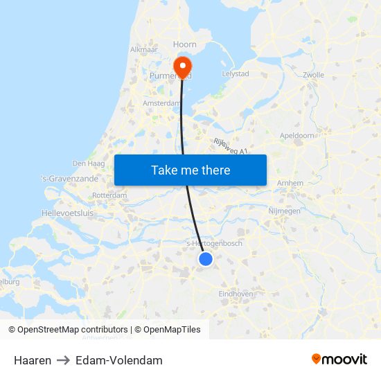 Haaren to Edam-Volendam map