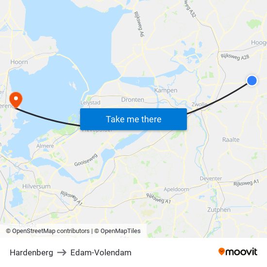 Hardenberg to Edam-Volendam map