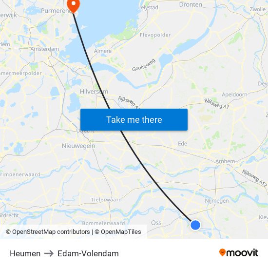 Heumen to Edam-Volendam map