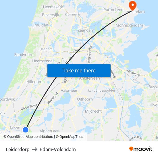 Leiderdorp to Edam-Volendam map