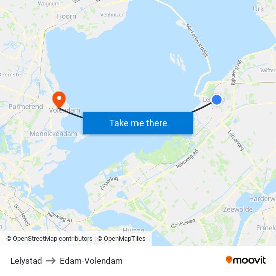 Lelystad to Edam-Volendam map