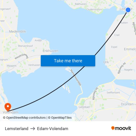 Lemsterland to Edam-Volendam map