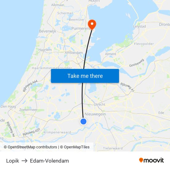 Lopik to Edam-Volendam map