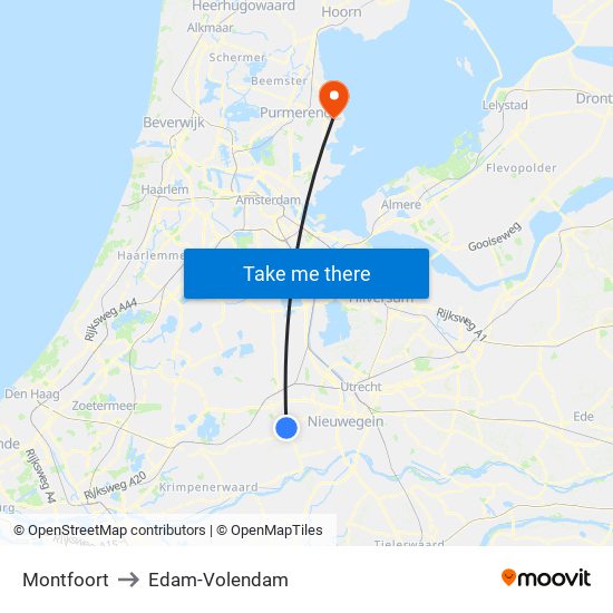 Montfoort to Edam-Volendam map