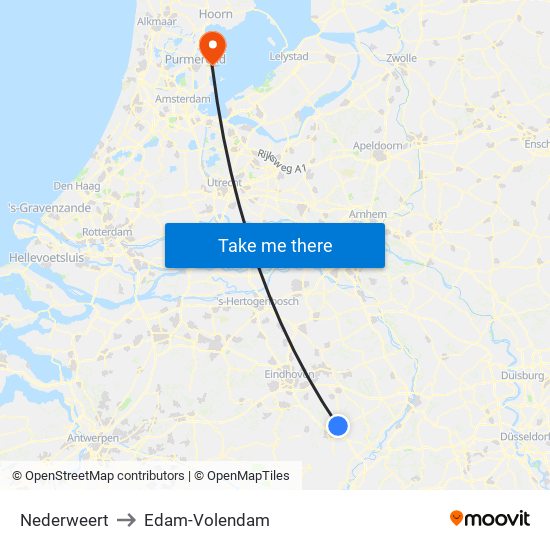 Nederweert to Edam-Volendam map