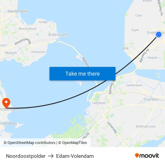 Noordoostpolder to Edam-Volendam map