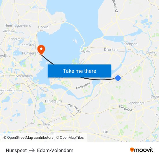 Nunspeet to Edam-Volendam map