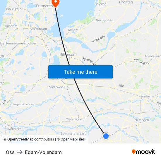 Oss to Edam-Volendam map