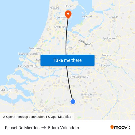 Reusel-De Mierden to Edam-Volendam map