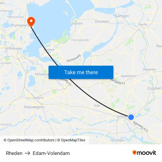 Rheden to Edam-Volendam map