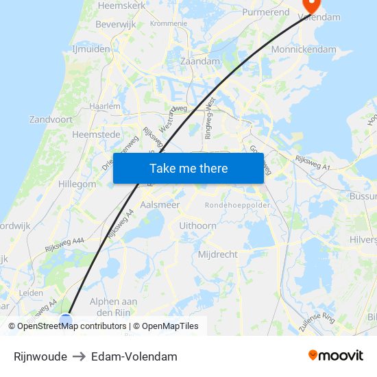 Rijnwoude to Edam-Volendam map