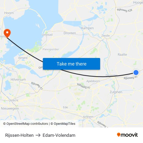 Rijssen-Holten to Edam-Volendam map