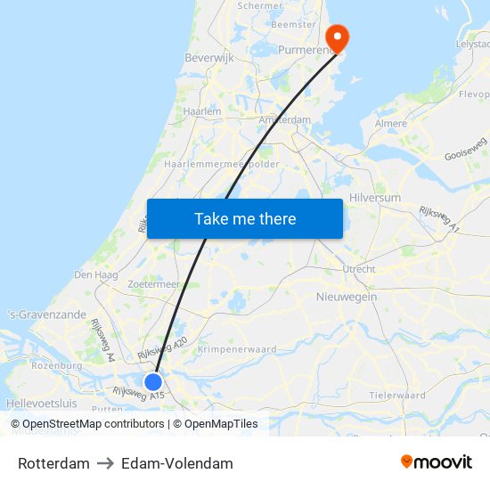 Rotterdam to Edam-Volendam map