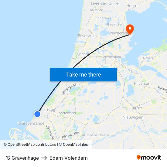 'S-Gravenhage to Edam-Volendam map