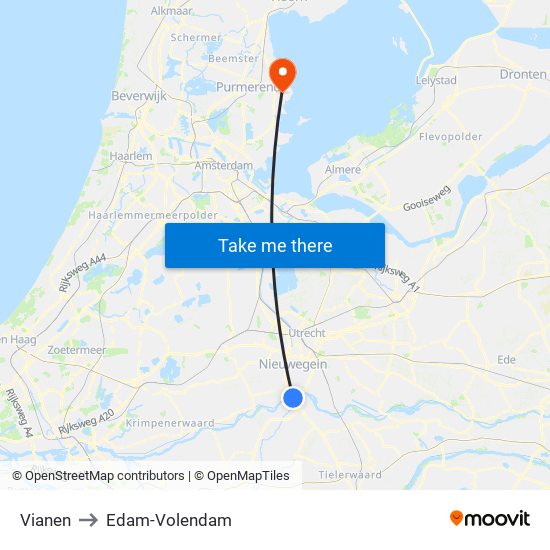 Vianen to Edam-Volendam map