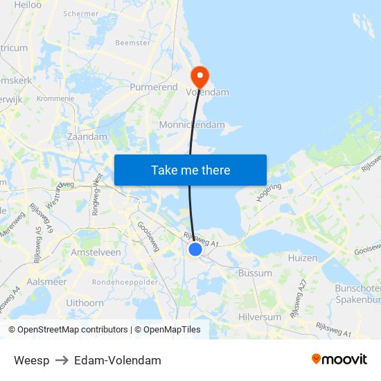 Weesp to Edam-Volendam map