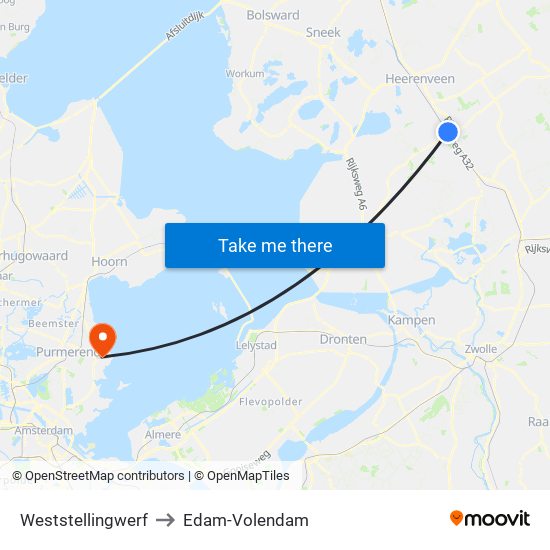 Weststellingwerf to Edam-Volendam map