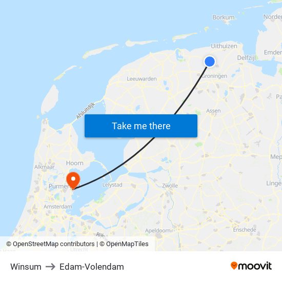 Winsum to Edam-Volendam map