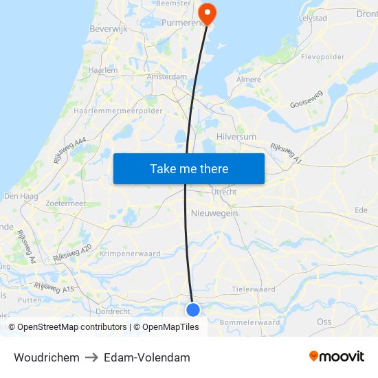 Woudrichem to Edam-Volendam map