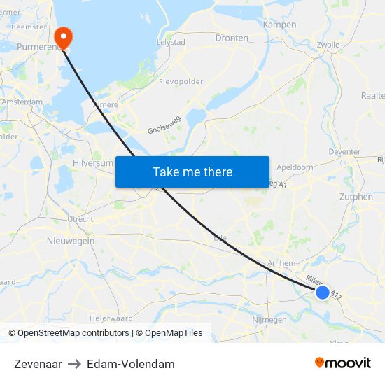 Zevenaar to Edam-Volendam map