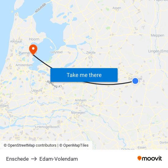 Enschede to Edam-Volendam map