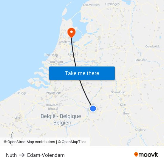 Nuth to Edam-Volendam map