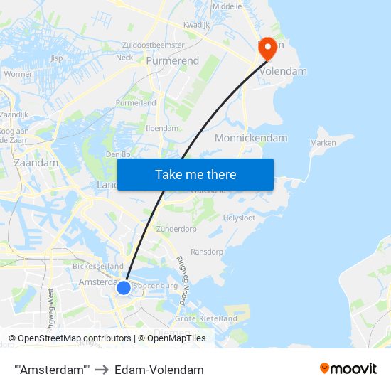 ""Amsterdam"" to Edam-Volendam map