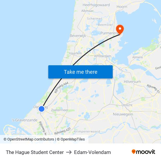 The Hague Student Center to Edam-Volendam map