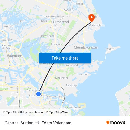 Centraal Station to Edam-Volendam map