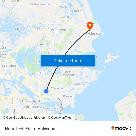 Noord to Edam-Volendam map