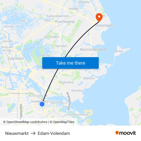 Nieuwmarkt to Edam-Volendam map