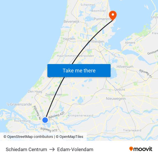 Schiedam Centrum to Edam-Volendam map