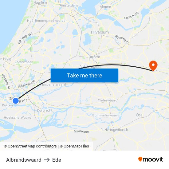 Albrandswaard to Ede map