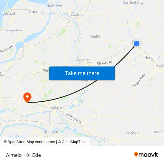 Almelo to Ede map